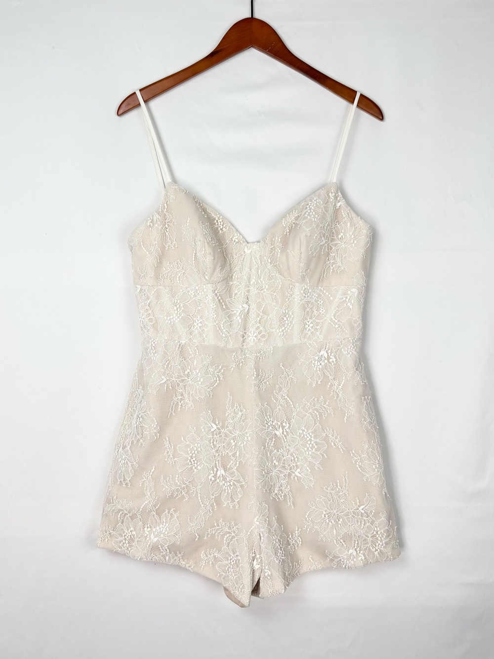 BHLDN X Hailey Paige Shirley Romper Size 12 White Bridal Ivory Floral Lace
